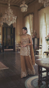 Antique Gold Mirror Sharara Set