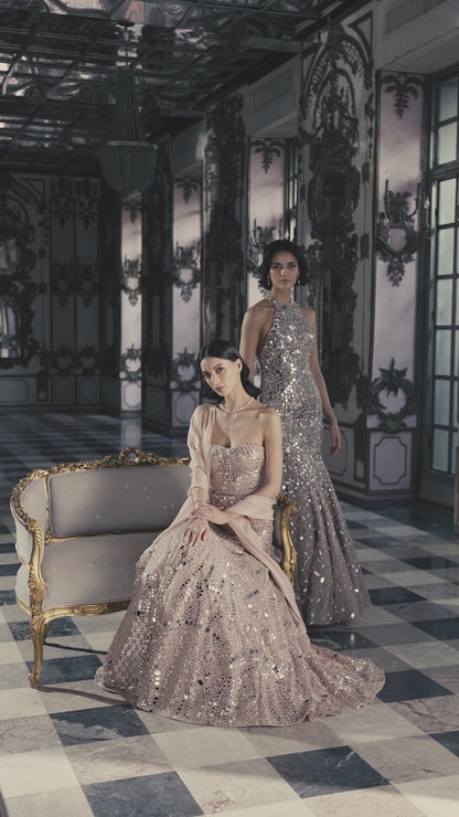 Fit & Flare Mirror Work Gown