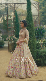 Multi-Coloured Floral Lehenga Set
