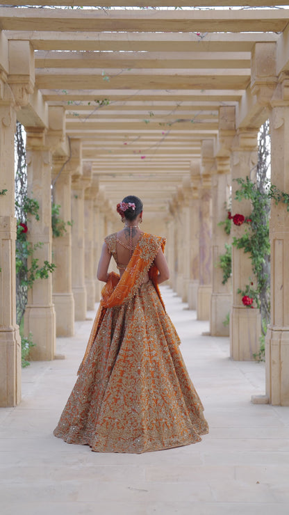 Rust Zardosi Lehenga Set