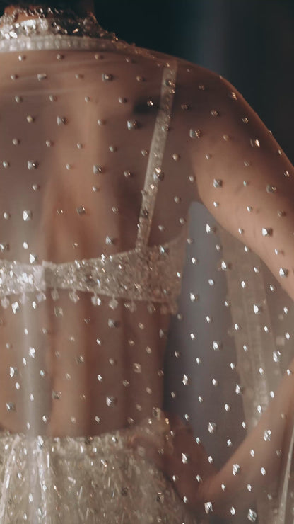 Milky White Sequin Lehenga Set