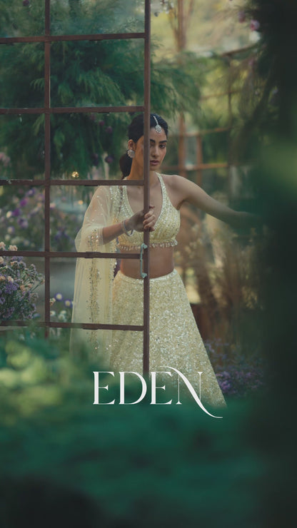Lemon Yellow Sequin Lehenga Set