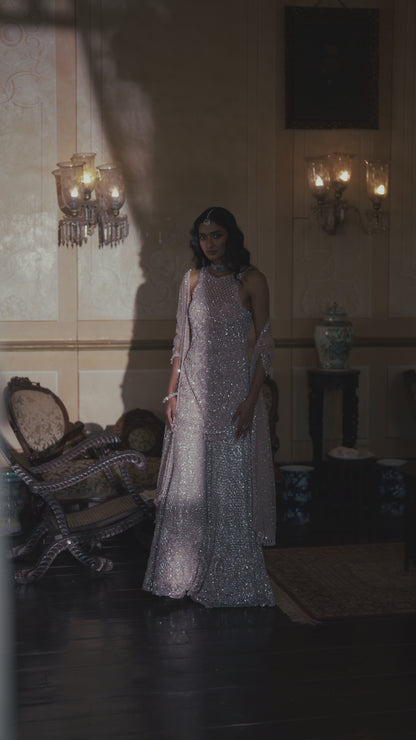 Mauve Sequin Sharara Set