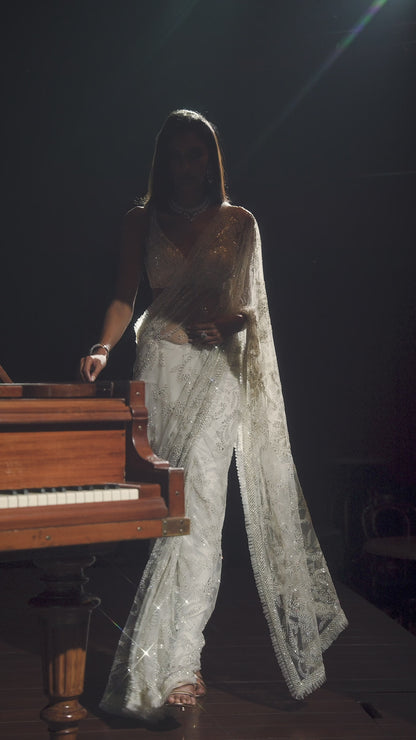 Ivory Pearl Saree