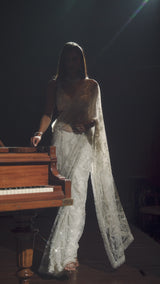 Ivory Pearl Saree