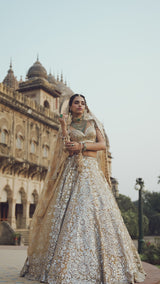 Gold Mirror Work Lehenga Set