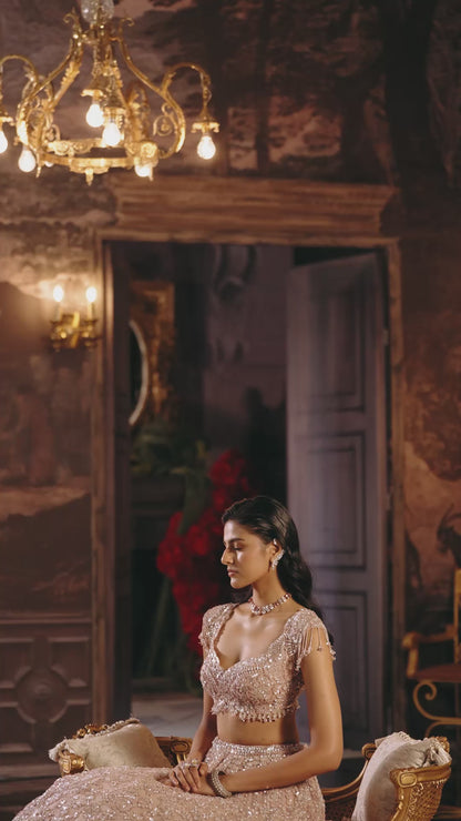 Dusty Peach Sequin Lehenga Set