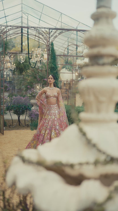 Coffee Floral Lehenga Set