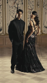 Black Multi-Coloured Sequin Gown