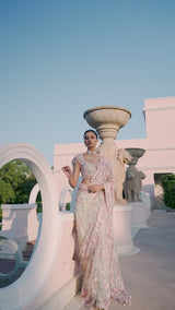 Mint Green Multi-Coloured Floral Saree