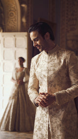 Powder Peach Sherwani Set