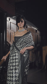 Hounds-Tooth Sequin Georgette Saree