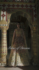 Ombre Multi-Coloured Three-Dimensional Floral Lehenga Set