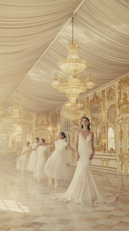 Ivory Pearl Trail Gown