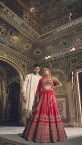 Ivory Gold Matka Silk Sherwani Set