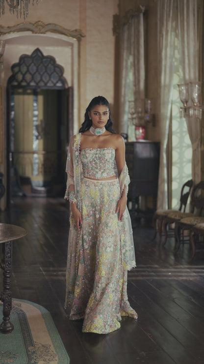 Multi-Coloured Corset Sharara Set