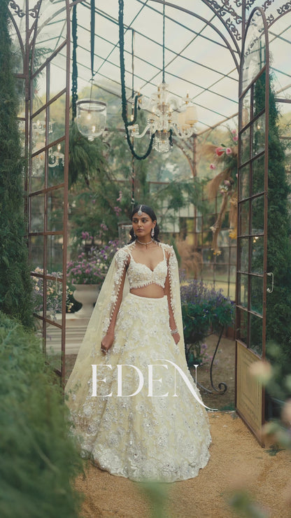 Lime Yellow Floral Lehenga Set