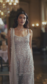 Silver Sequin Sharara Set