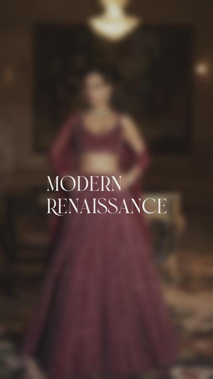Maroon Sequin Lehenga Set