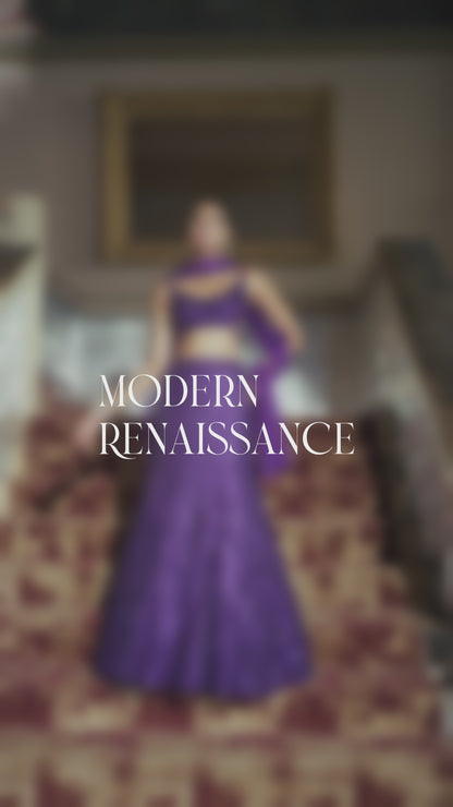 Purple Sequin Skirt Set