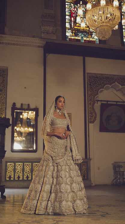 Champagne Pearl Lehenga Set