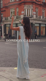 Powder Blue Ombré Sequin Saree