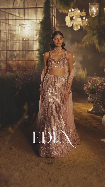 Rose Gold Fit & Flare Skirt Set