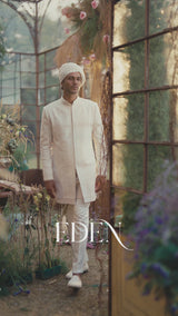 Ivory Geometric Sherwani Set
