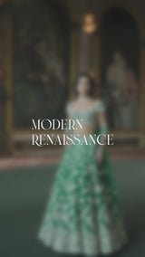 Green Thread Work Lehenga Set