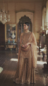 Gold Jewelled Sharara Set