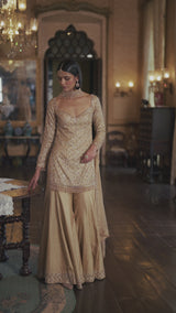 Gold Crystal Sharara Set