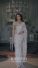 Ivory Gold Sequin Saree