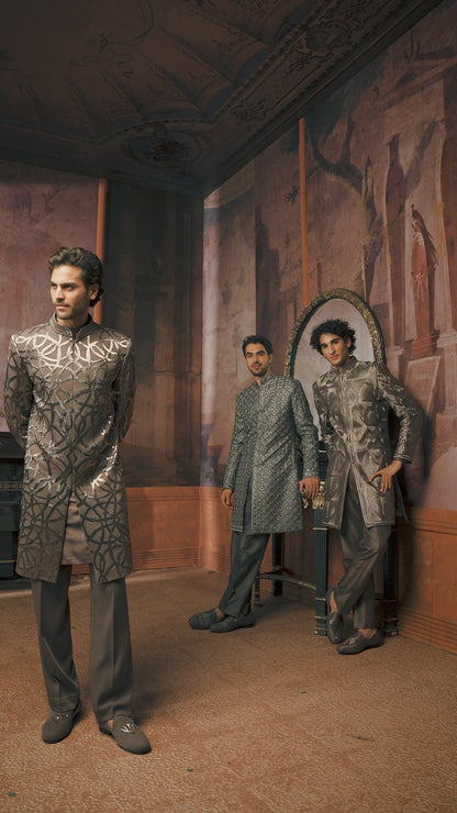Charcoal Metallic Sherwani Set