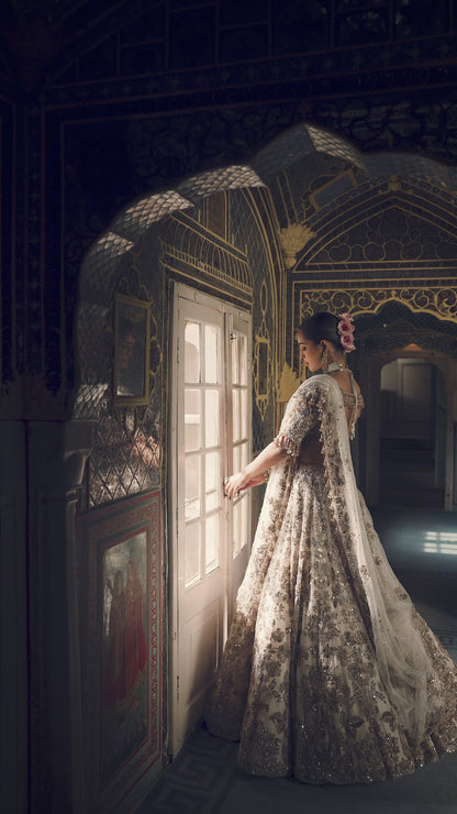 Ivory Gold Floral Lehenga Set