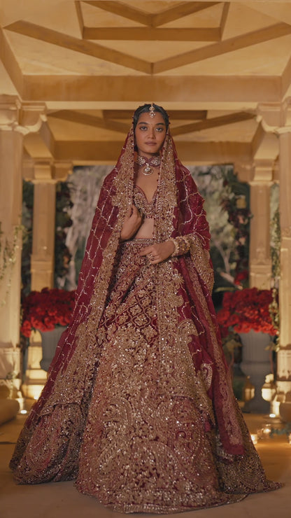 Maroon Zardosi Lehenga Set
