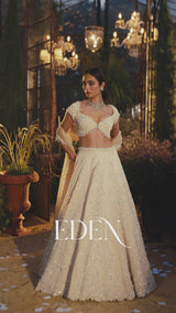 Light Gold Pearl Lehenga Set