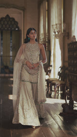 Champagne Emerald Crystal Sharara Set