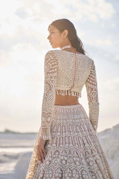 Nude Cream Dori Lehenga Set