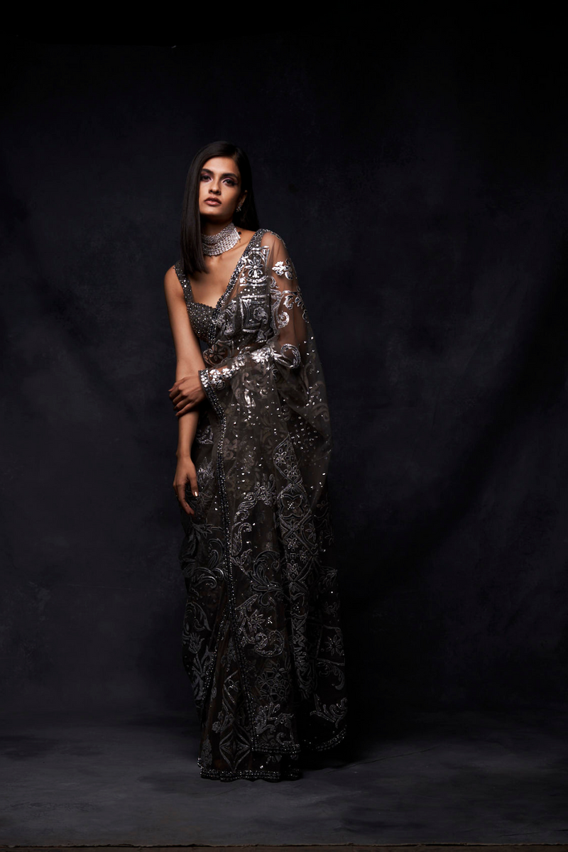 Buy Party Wear Silk Saree In Metallic Brown Color Online - SARV03894 |  Andaaz Fashion