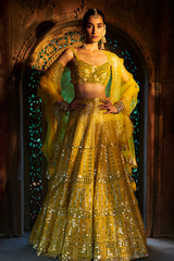 Bhumi Pednekar in Sunflower Yellow Mirror Work Lehenga Set