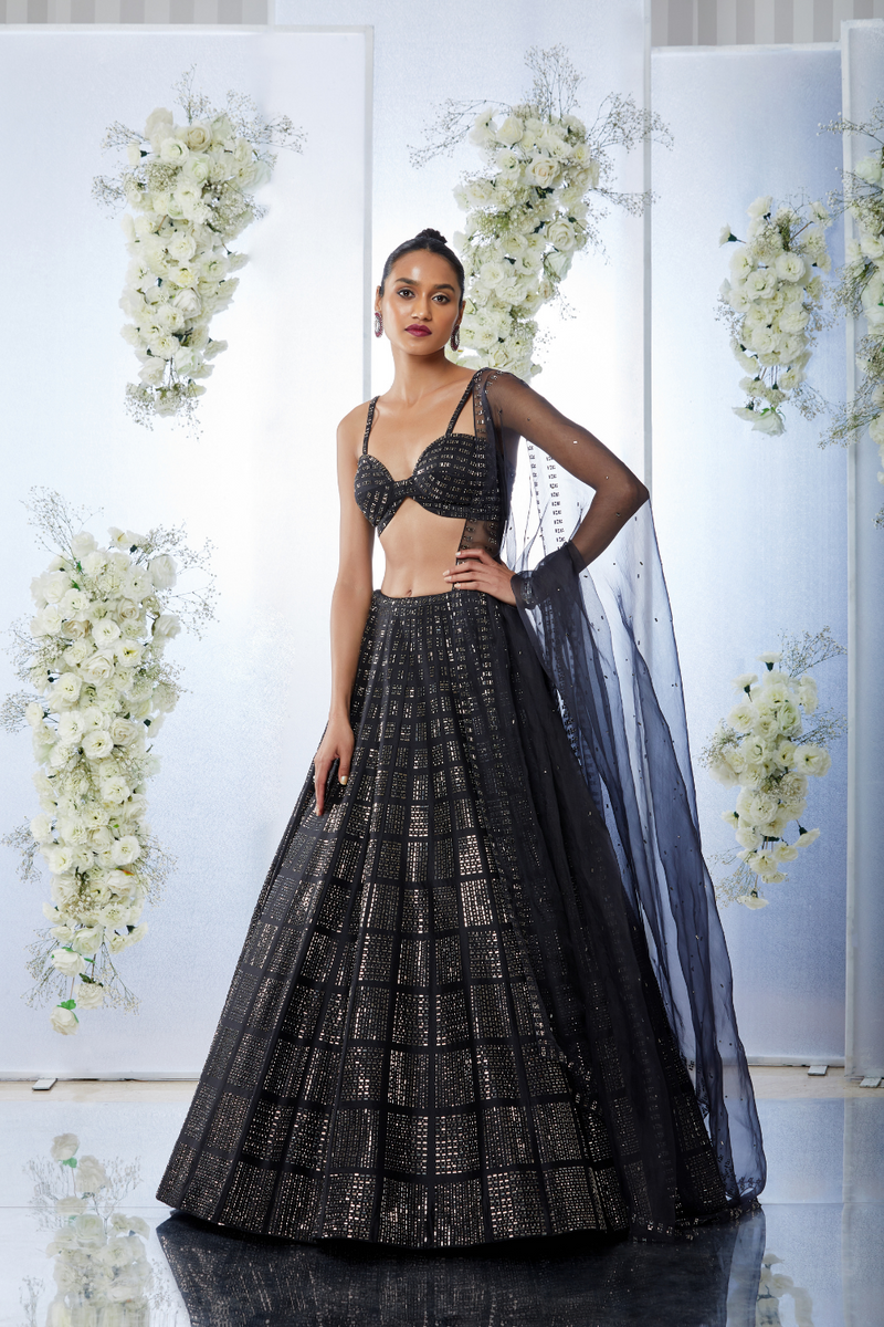 Kriti Sanon in Black Brick Crystal Lehenga Set Seema Gujral