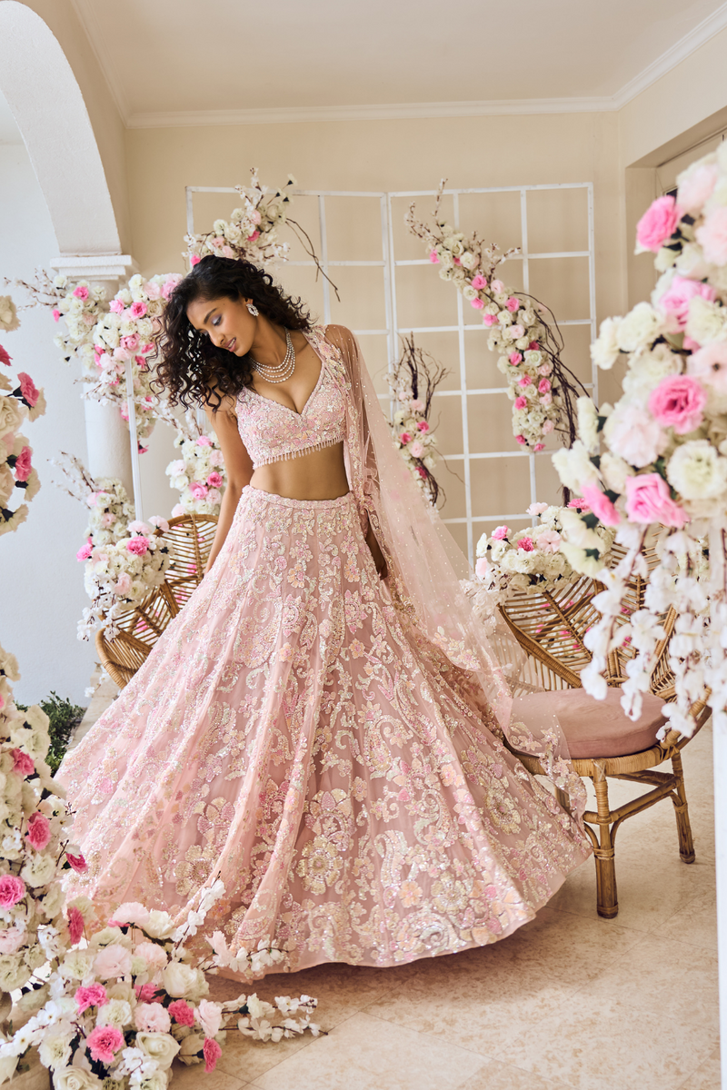 Blush pink lehenga choli discount