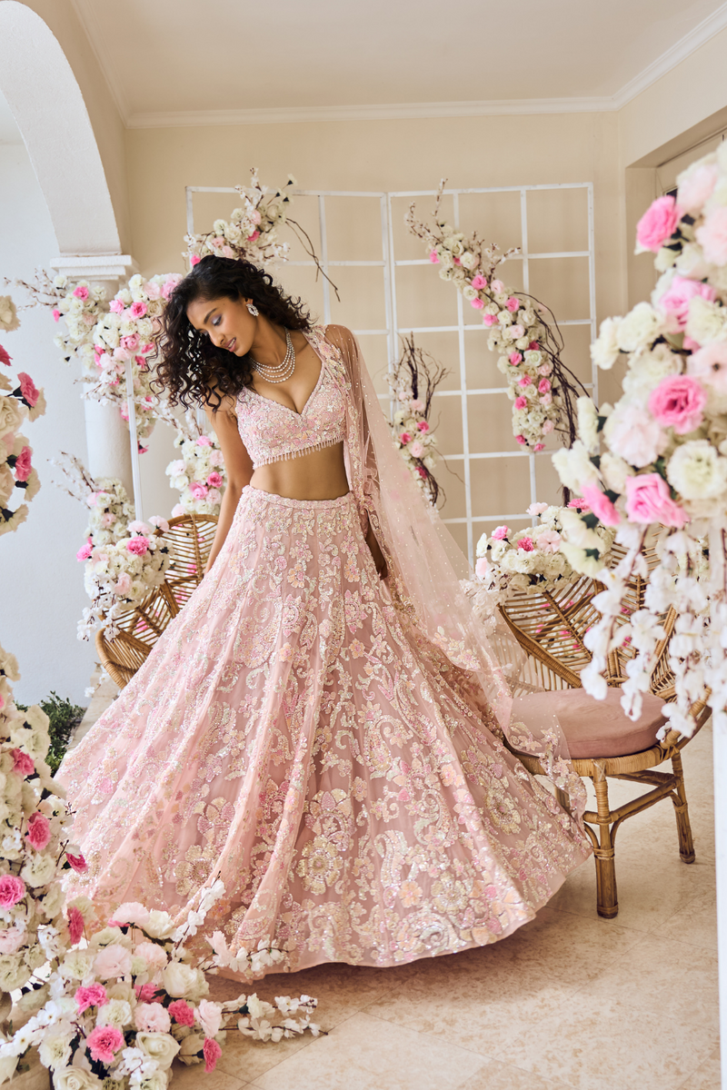 Blush Pink Sequin Lehenga Set