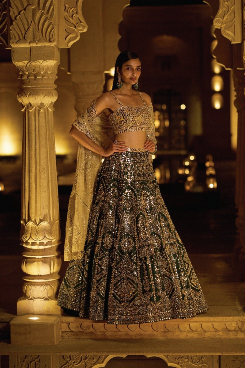Mirror work lengha deals