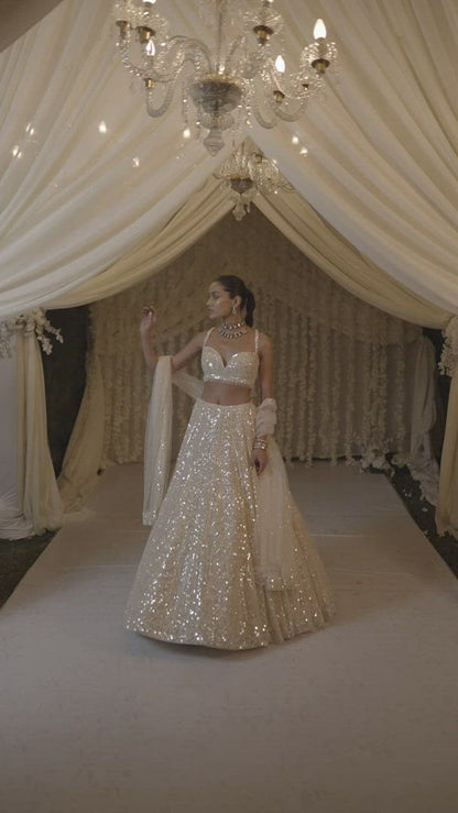 Ivory Sequin Lehenga Set