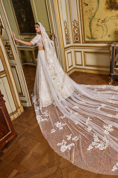 Ivory Gold Three-Dimensional Lehenga Set
