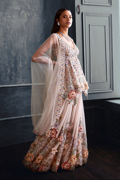 Three-Dimensional Floral Sharara Set