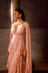 Mrunal Thakur in Rose Pink Sequin Sharara Set