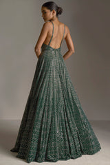 Bottle Green Crystal Gown