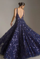 Navy Blue Sequin Gown